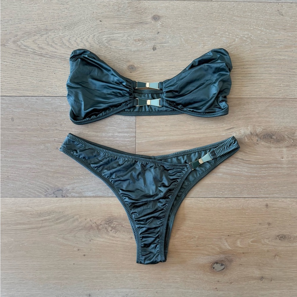 Strapless Dark Teal Bikini Set - Picture 2 of 3